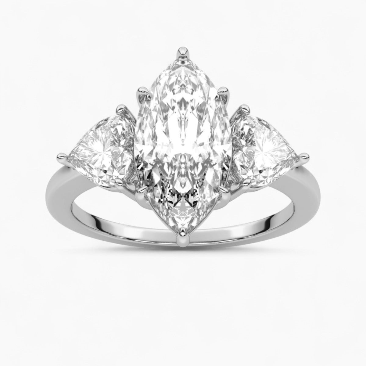 Pear Cut Three Stone Diamond Engagement Ring