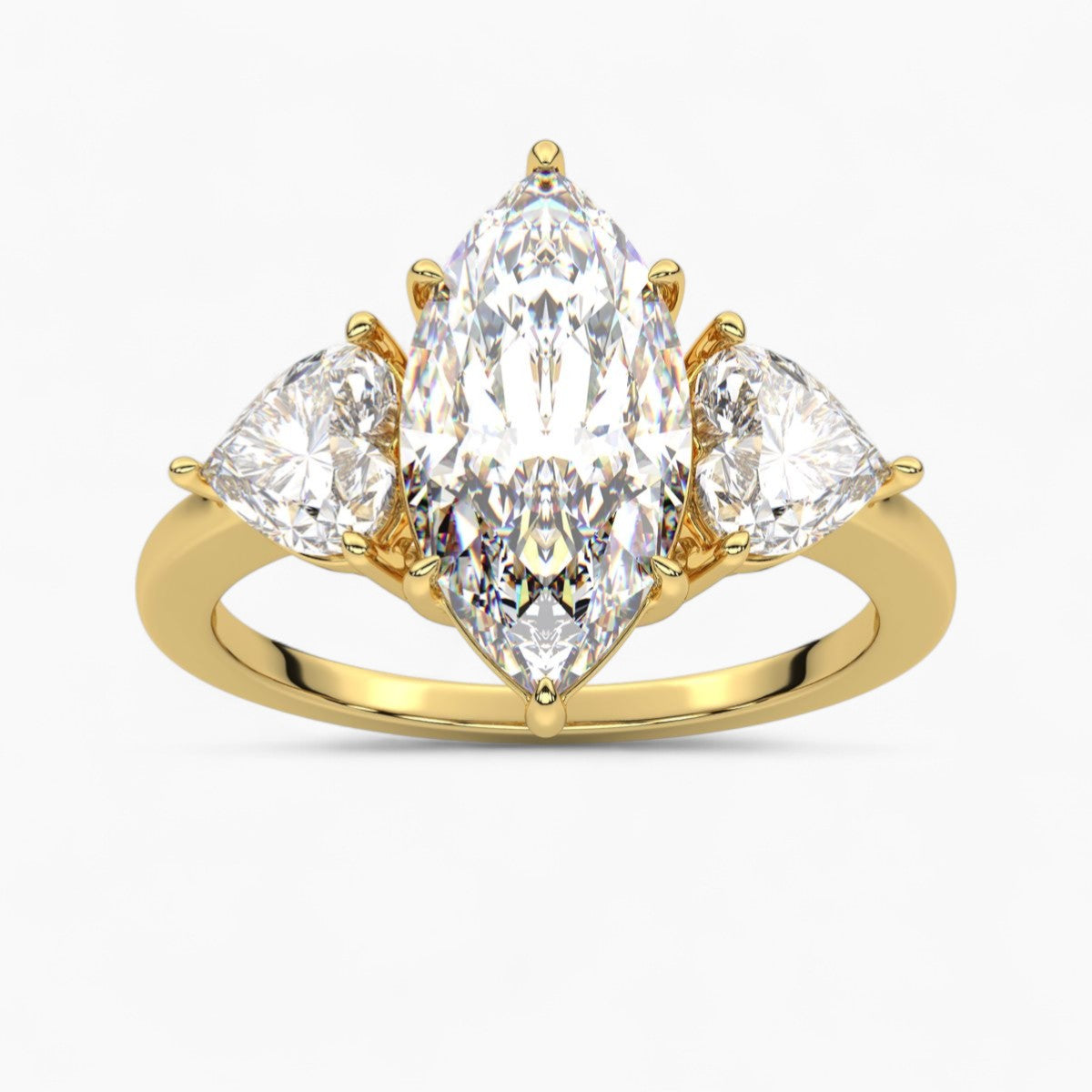 Pear Cut Three Stone Diamond Engagement Ring