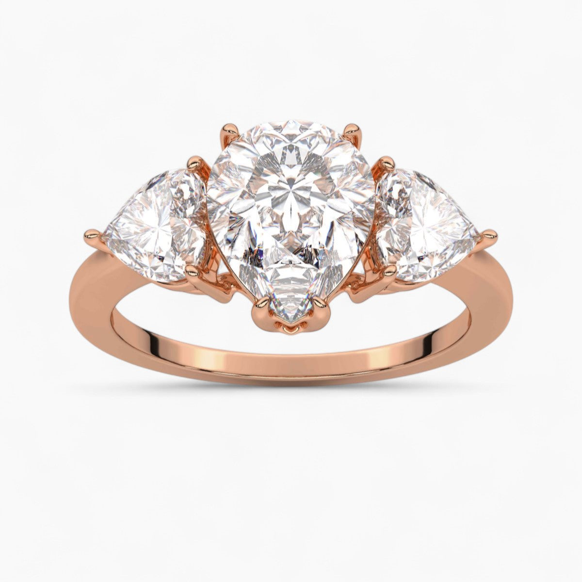 Pear Cut Three Stone Diamond Engagement Ring
