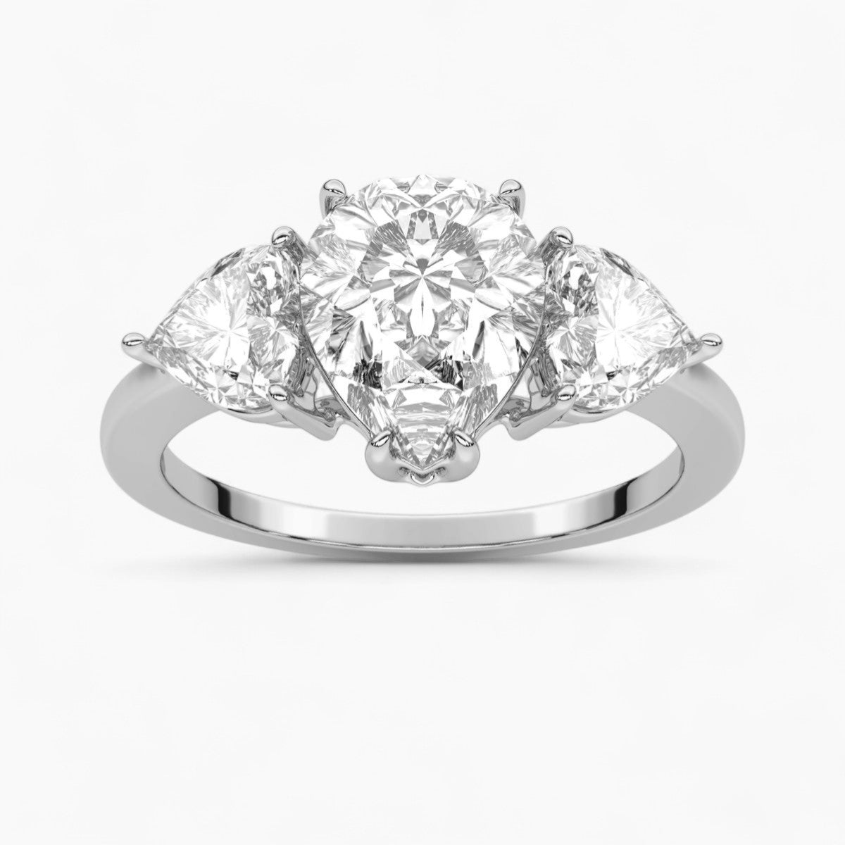 Pear Cut Three Stone Diamond Engagement Ring