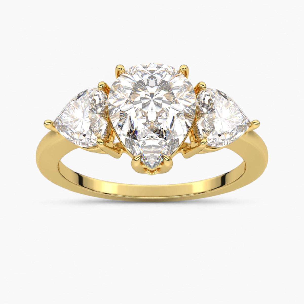 Pear Cut Three Stone Diamond Engagement Ring