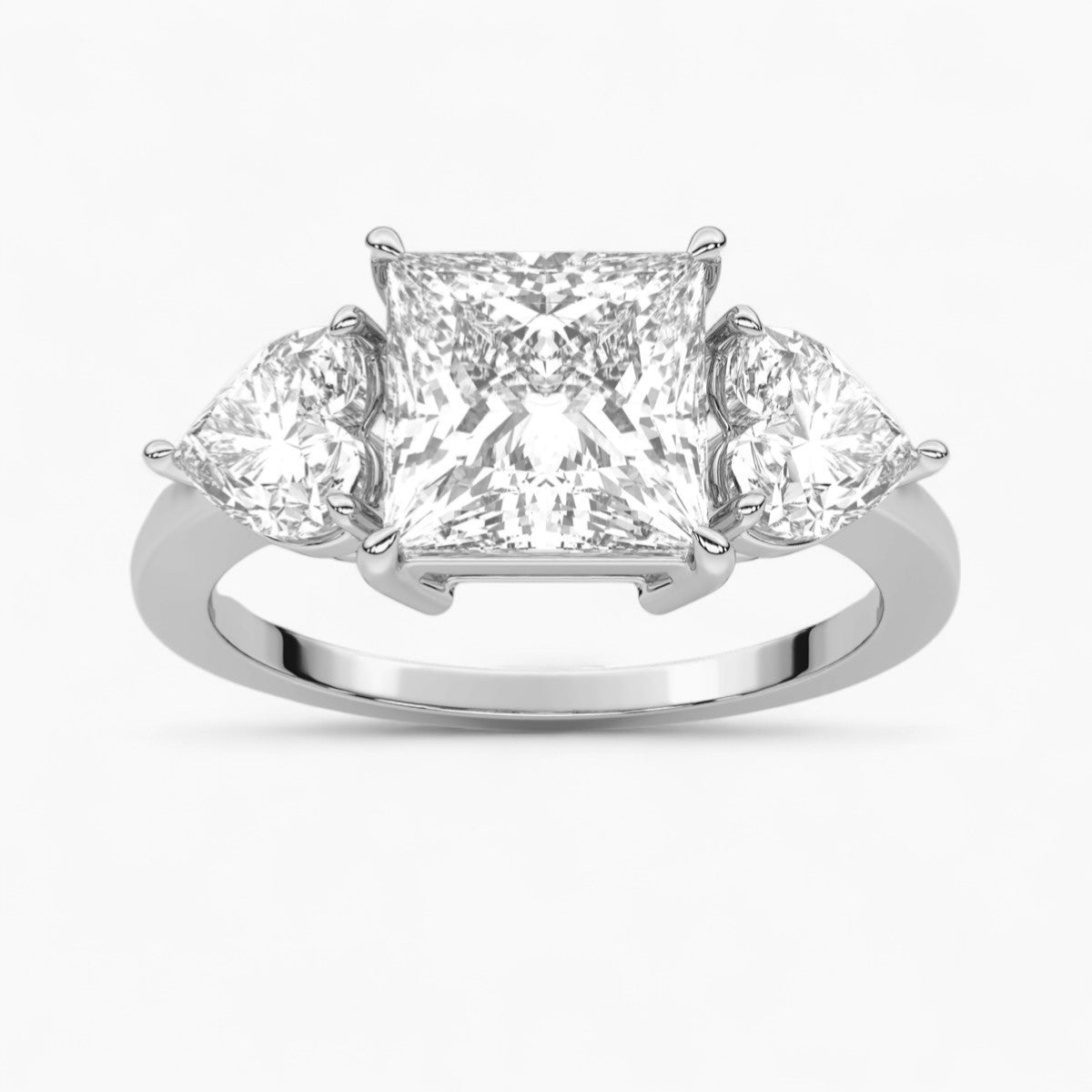 Pear Cut Three Stone Diamond Engagement Ring