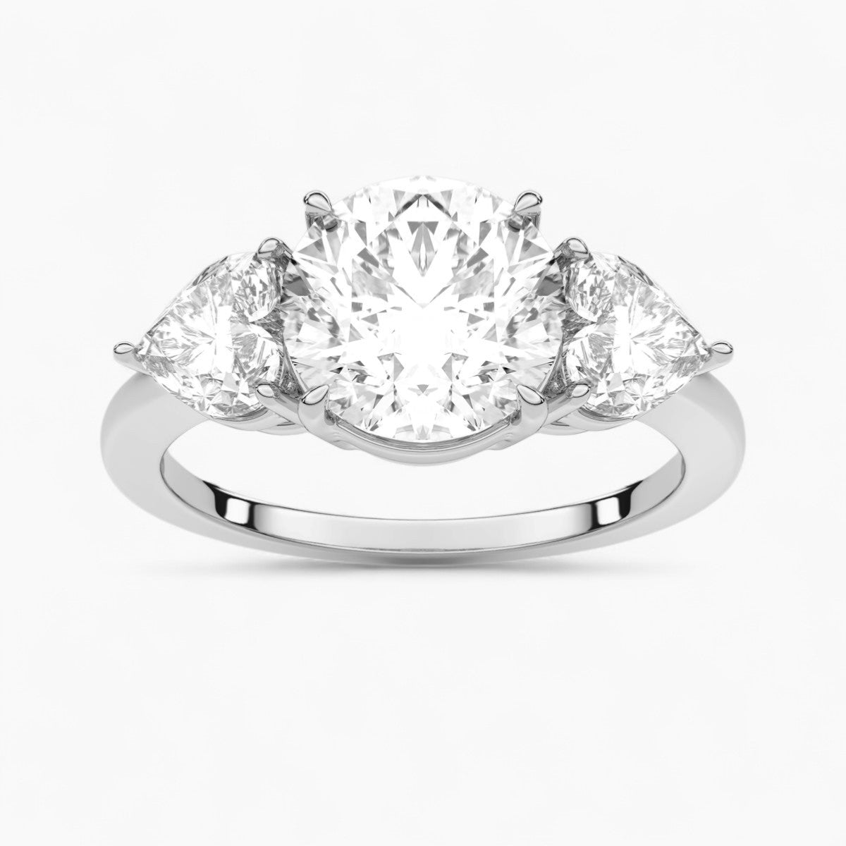 Pear Cut Three Stone Diamond Engagement Ring
