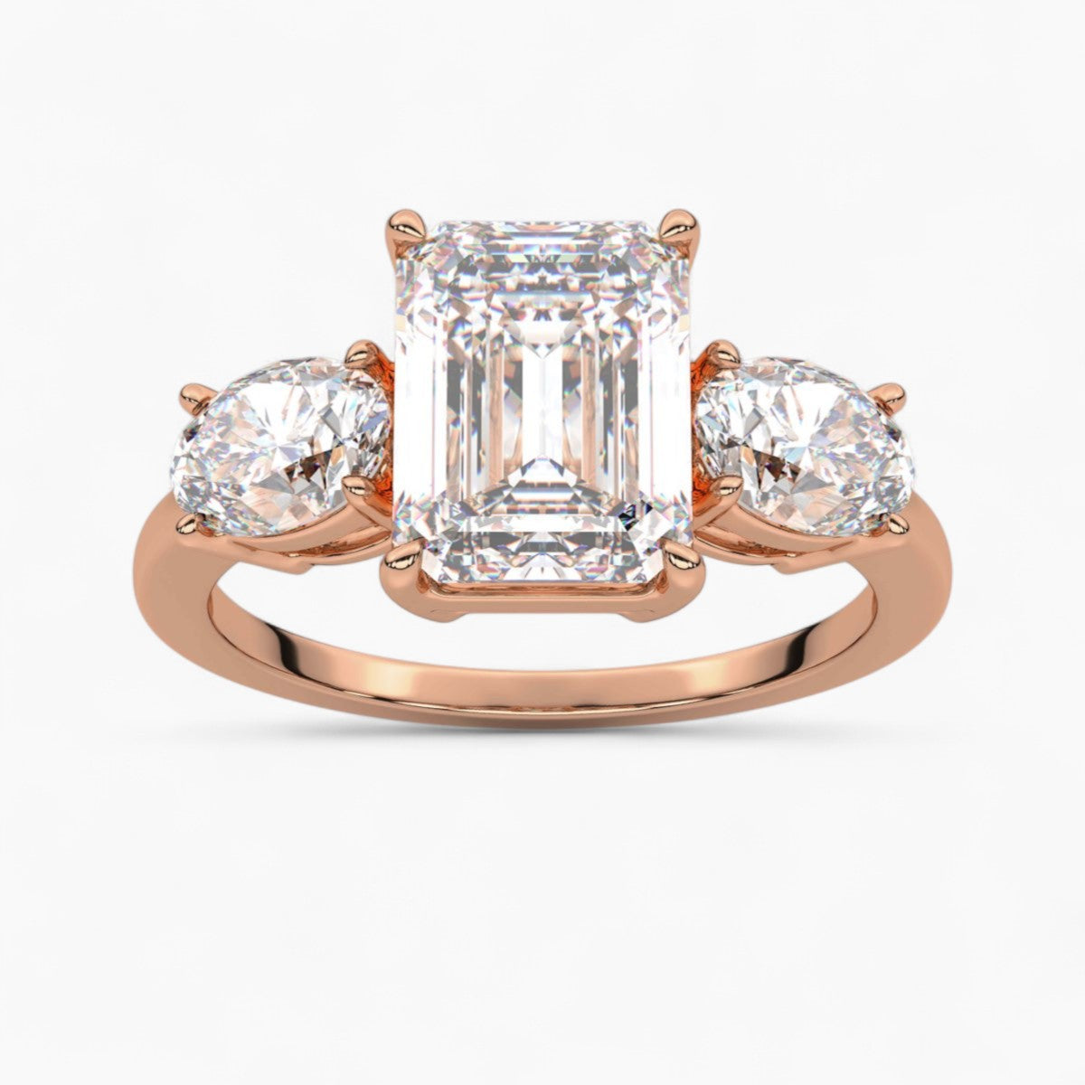 Emerald Cut Three Stone Diamond Engagement Ring