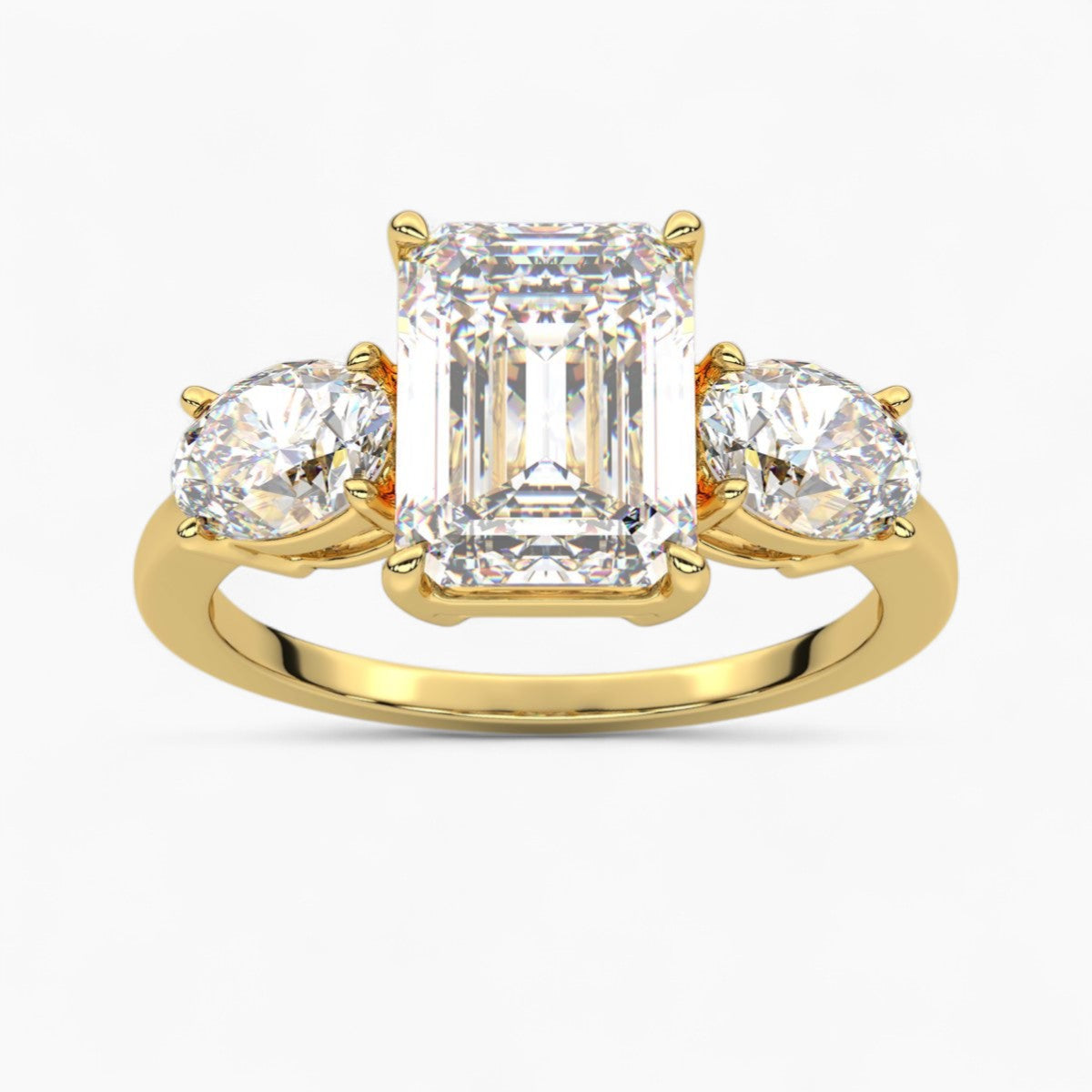Emerald Cut Three Stone Diamond Engagement Ring