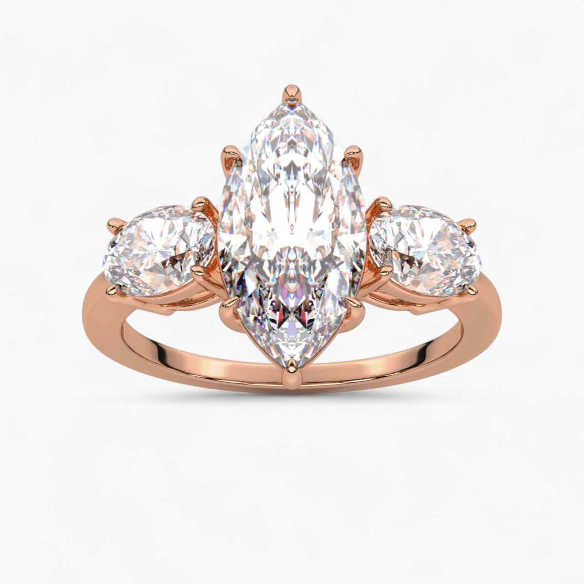 Emerald Cut Three Stone Diamond Engagement Ring