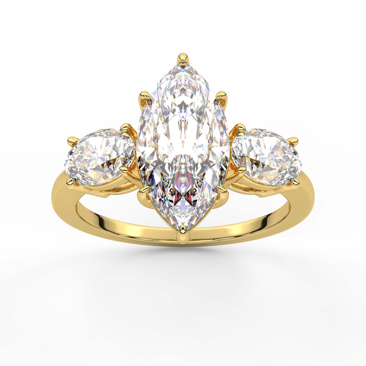 Emerald Cut Three Stone Diamond Engagement Ring