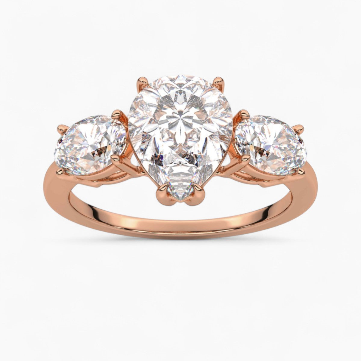 Emerald Cut Three Stone Diamond Engagement Ring