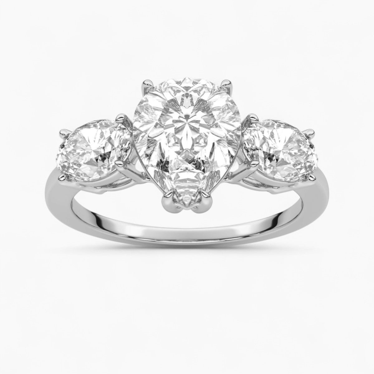 Emerald Cut Three Stone Diamond Engagement Ring