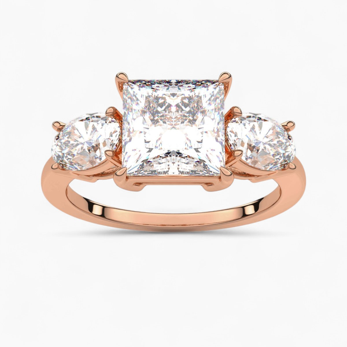 Emerald Cut Three Stone Diamond Engagement Ring