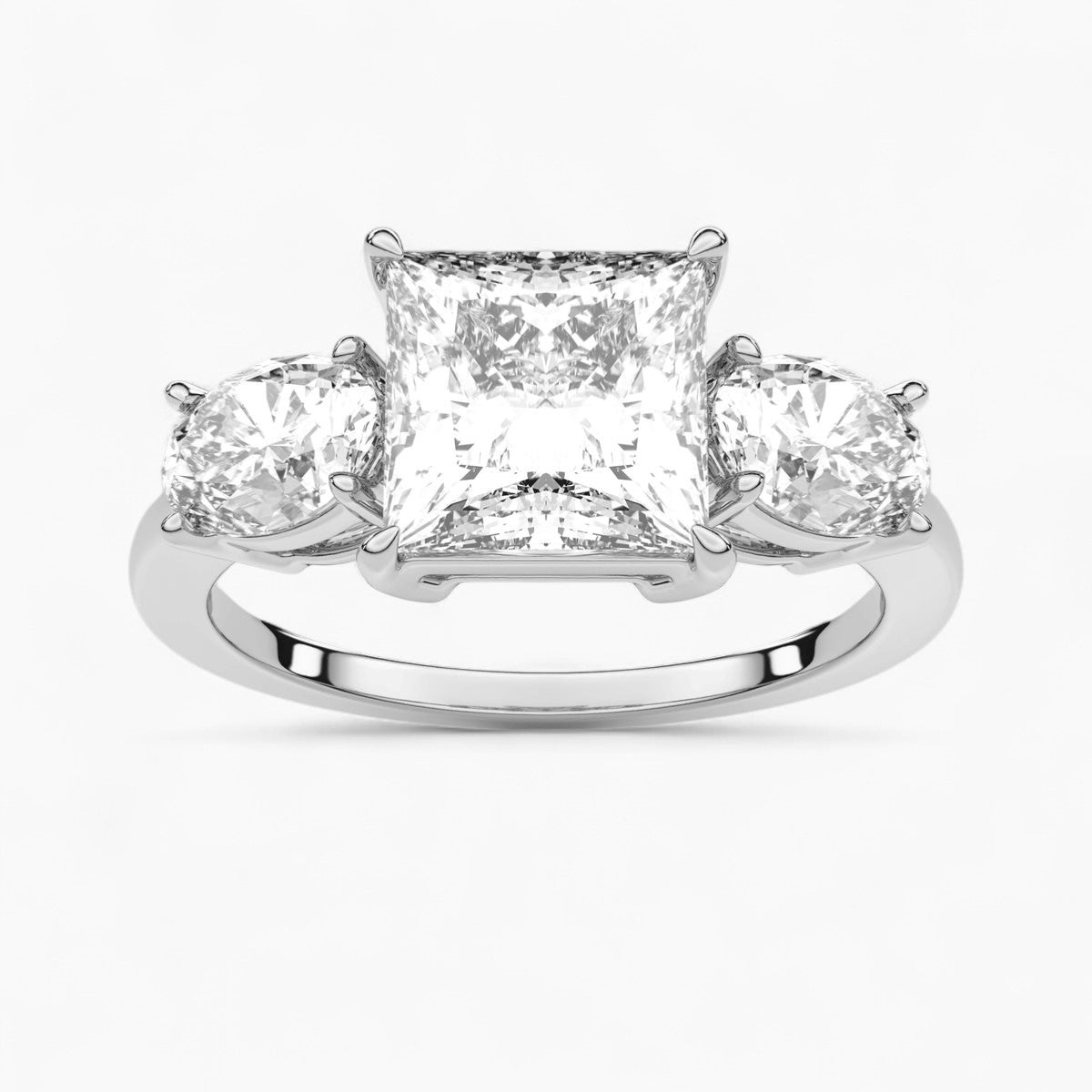 Emerald Cut Three Stone Diamond Engagement Ring