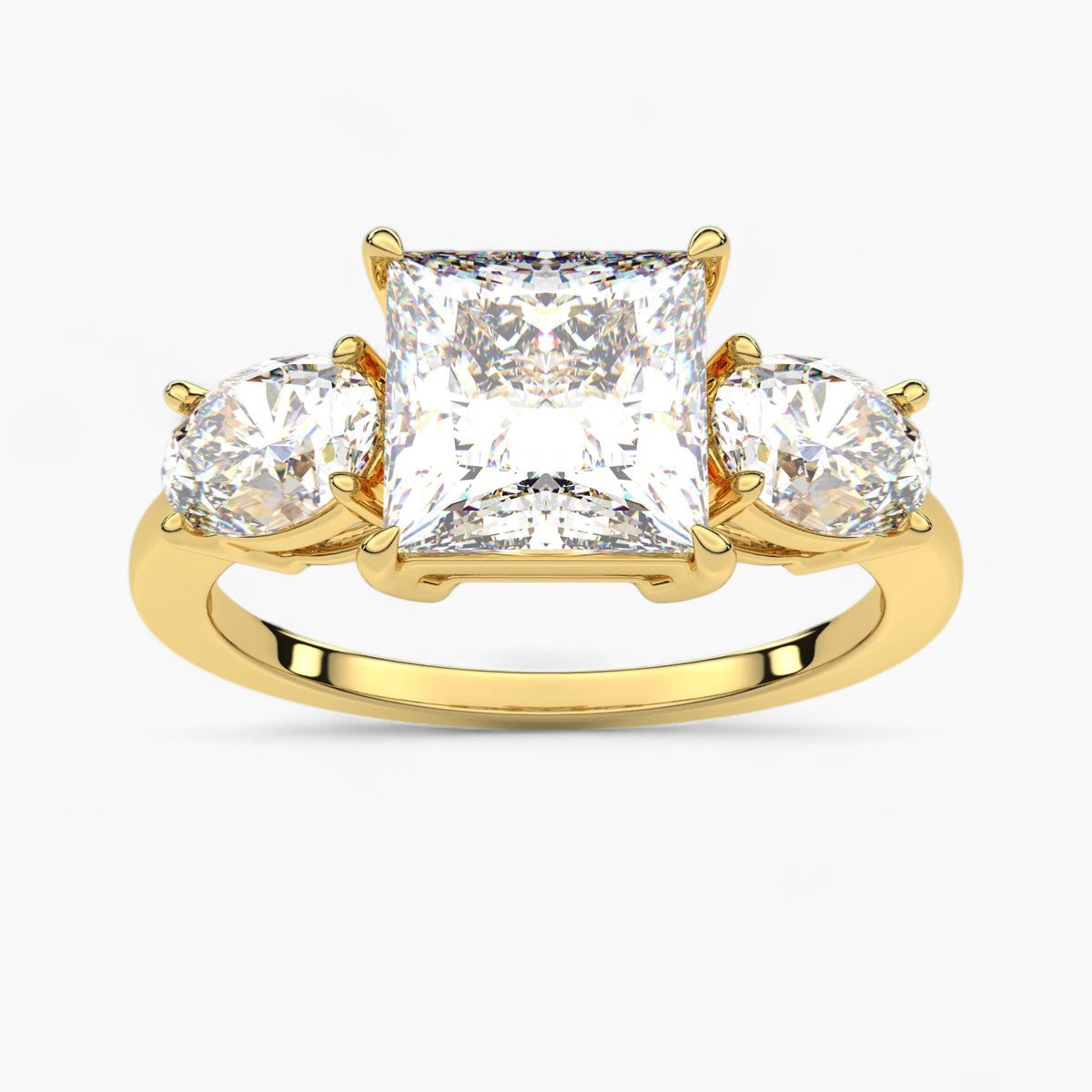 Emerald Cut Three Stone Diamond Engagement Ring