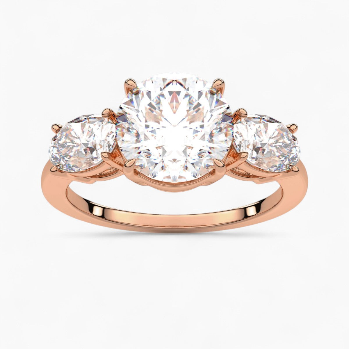 Emerald Cut Three Stone Diamond Engagement Ring