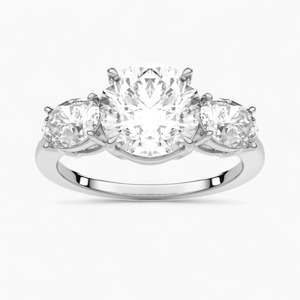 Emerald Cut Three Stone Diamond Engagement Ring