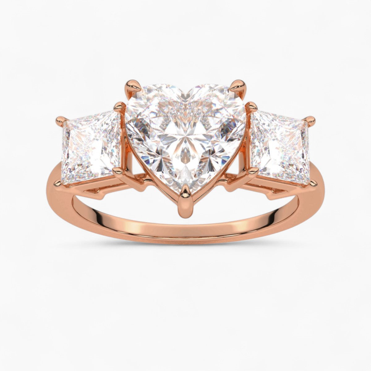 Heart Cut Three Stone Diamond Engagement Ring