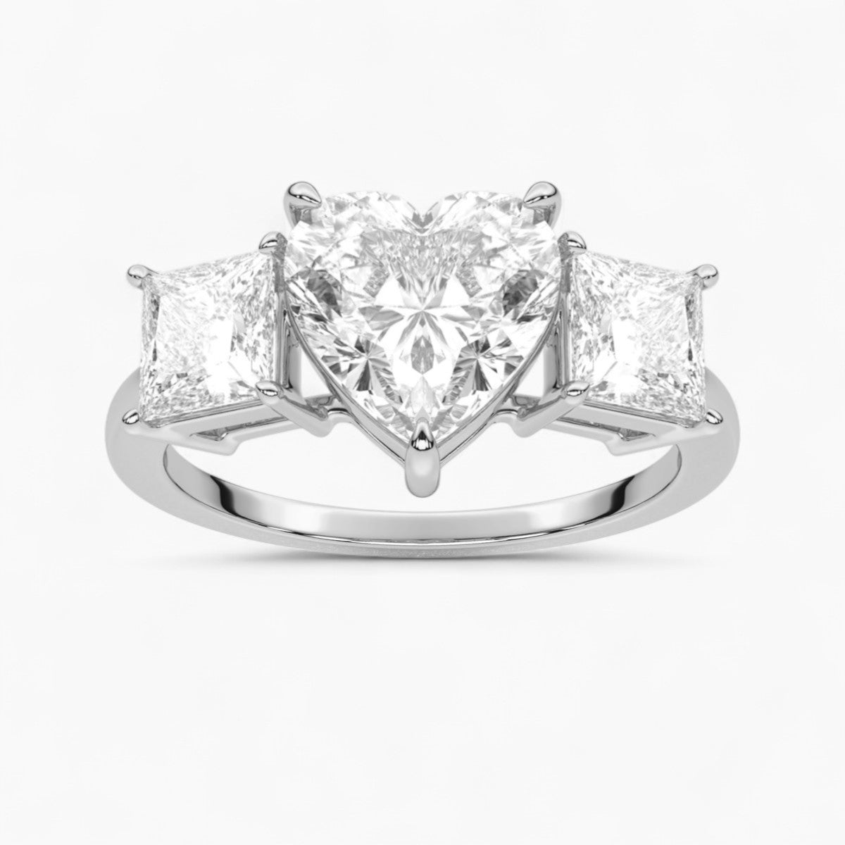 Heart Cut Three Stone Diamond Engagement Ring