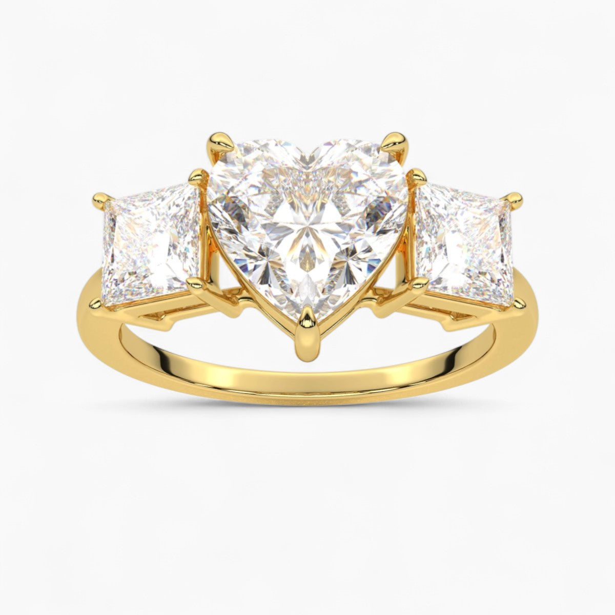Heart Cut Three Stone Diamond Engagement Ring