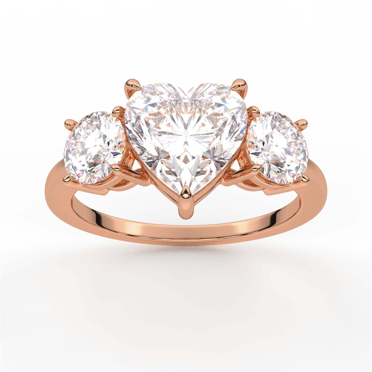 Heart Cut Three Stone Diamond Engagement Ring