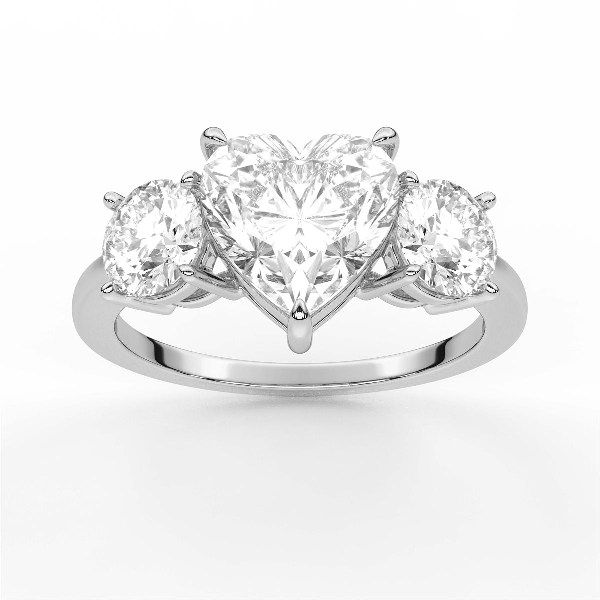 Heart Cut Three Stone Diamond Engagement Ring