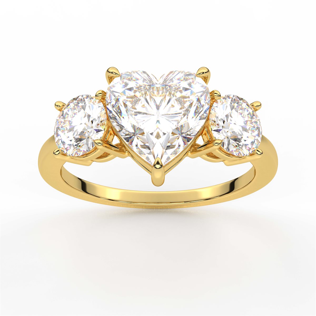 Heart Cut Three Stone Diamond Engagement Ring