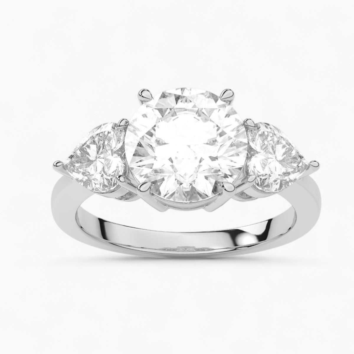 Heart Cut Three Stone Diamond Engagement Ring