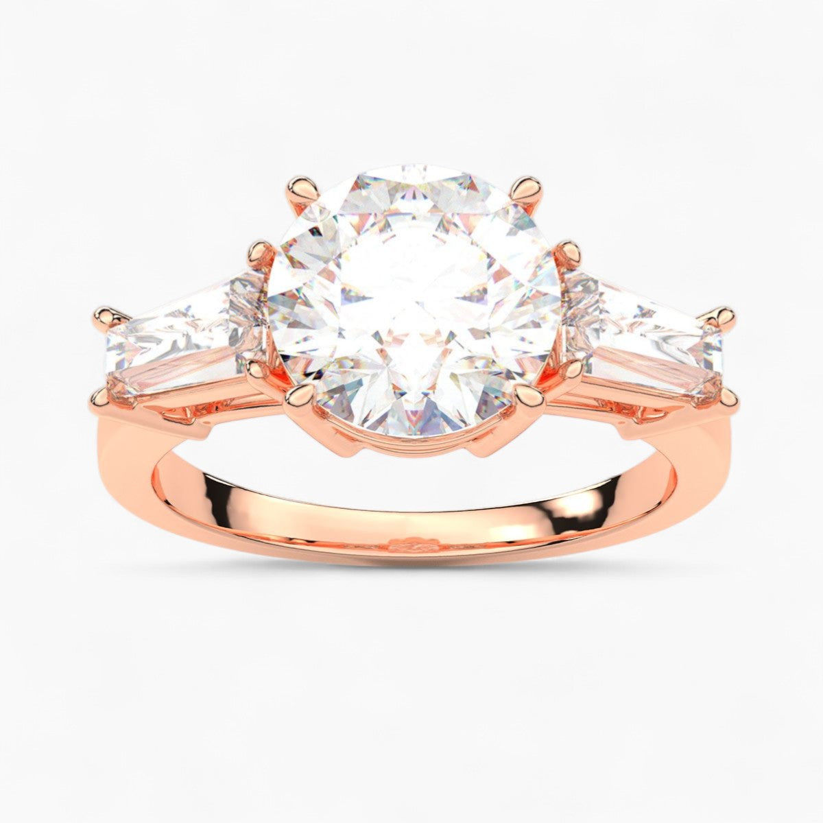 Straight Baguette Cut Three Stone Diamond Engagement Ring