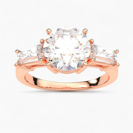 Straight Baguette Cut Three Stone Diamond Engagement Ring