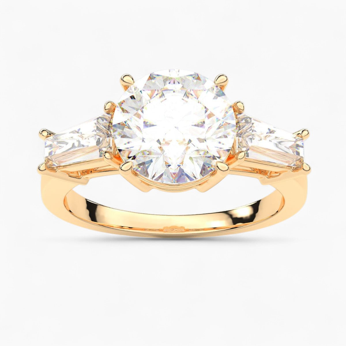 Straight Baguette Cut Three Stone Diamond Engagement Ring
