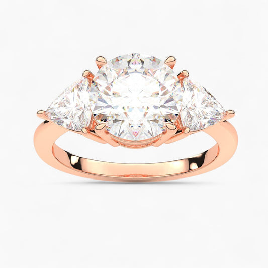 Curved Trillion Cut Three Stone Diamond Engagement Ring