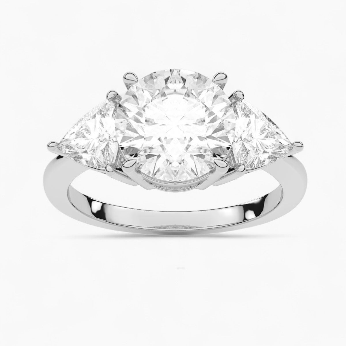 Curved Trillion Cut Three Stone Diamond Engagement Ring