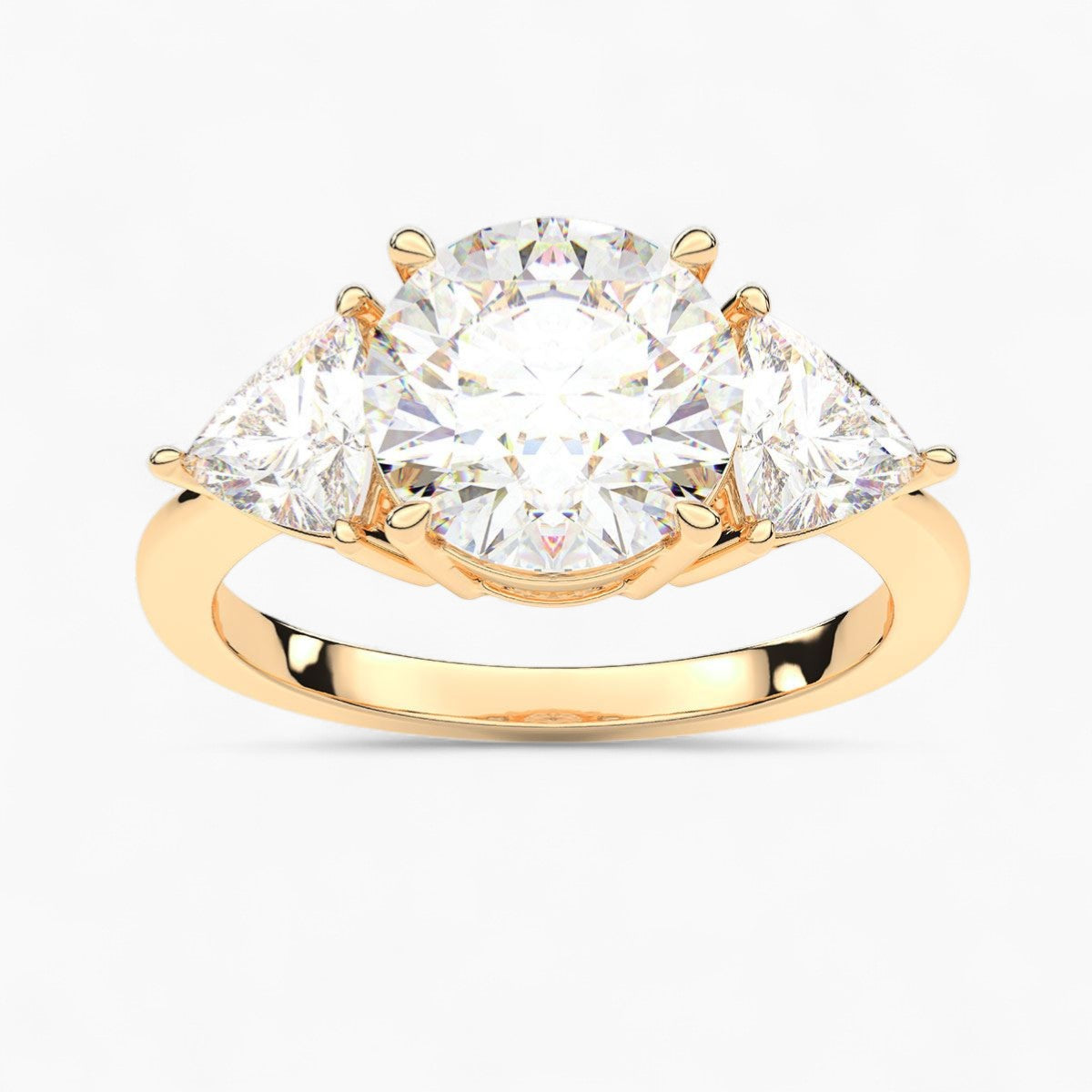 Curved Trillion Cut Three Stone Diamond Engagement Ring