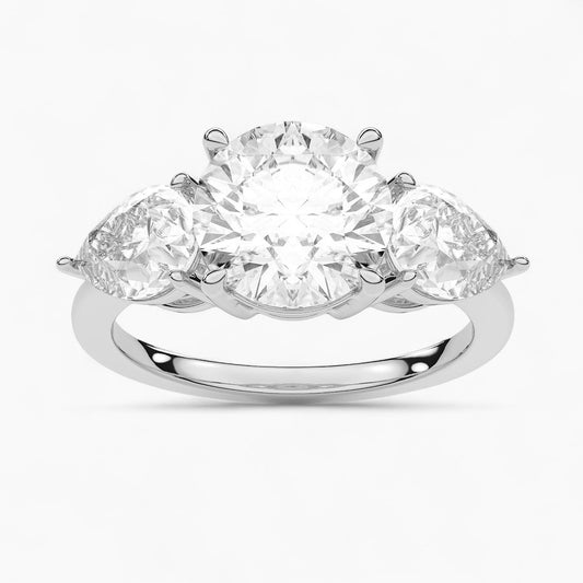 Pear Cut Three Stone Diamond Engagement Ring