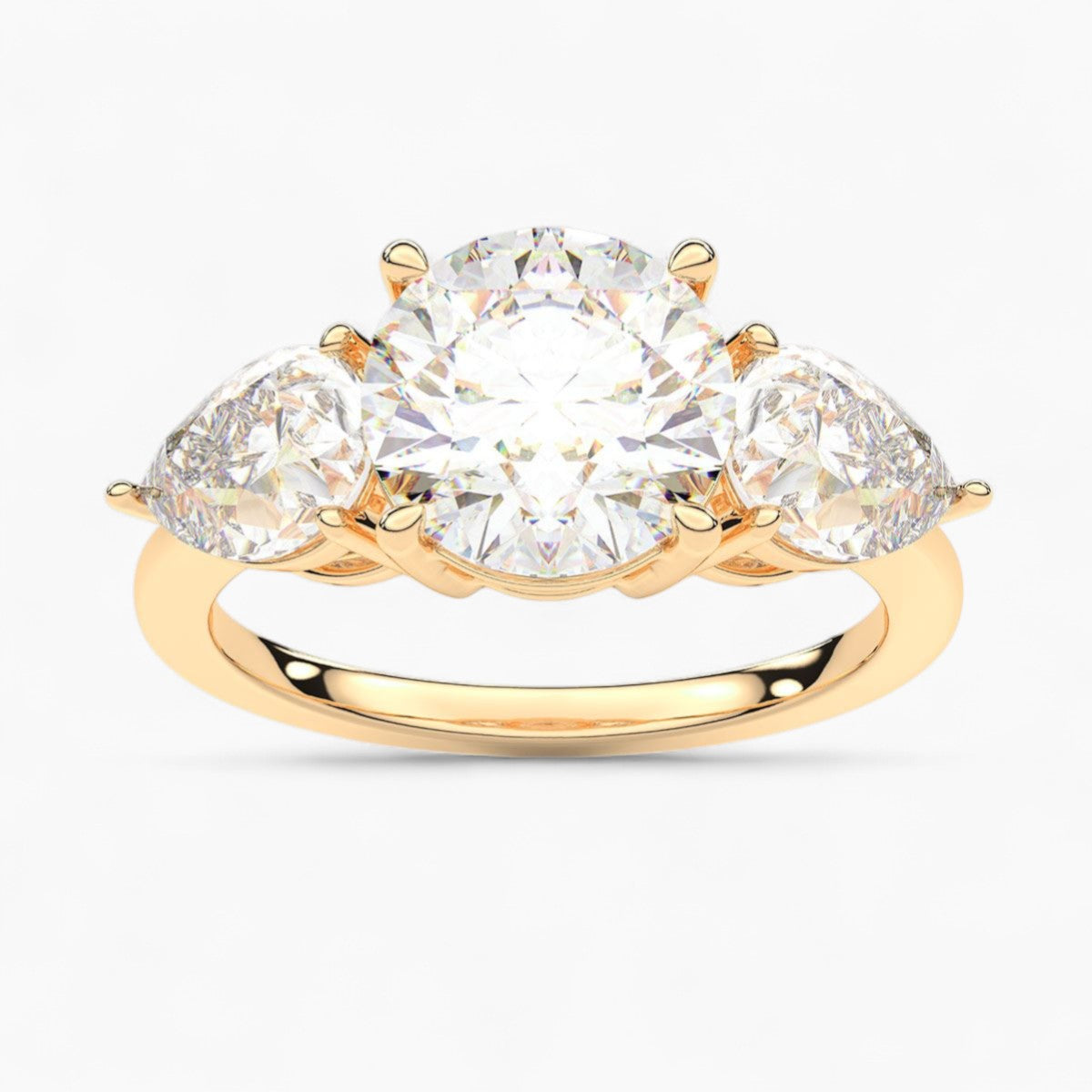Pear Cut Three Stone Diamond Engagement Ring