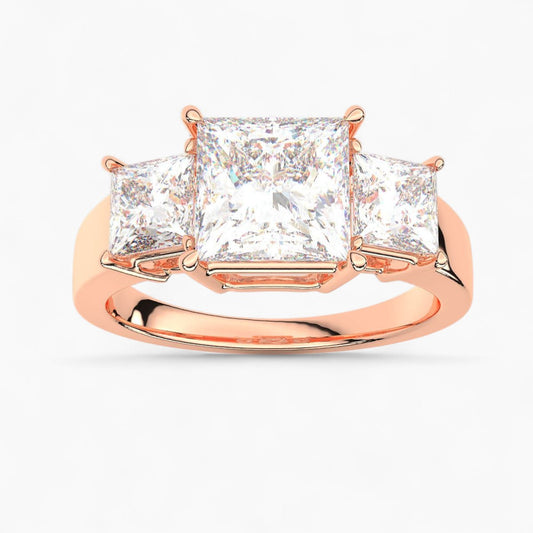 Princess Cut Three Stone Diamond Engagement Ring