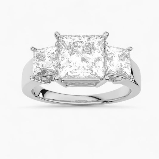 Princess Cut Three Stone Diamond Engagement Ring