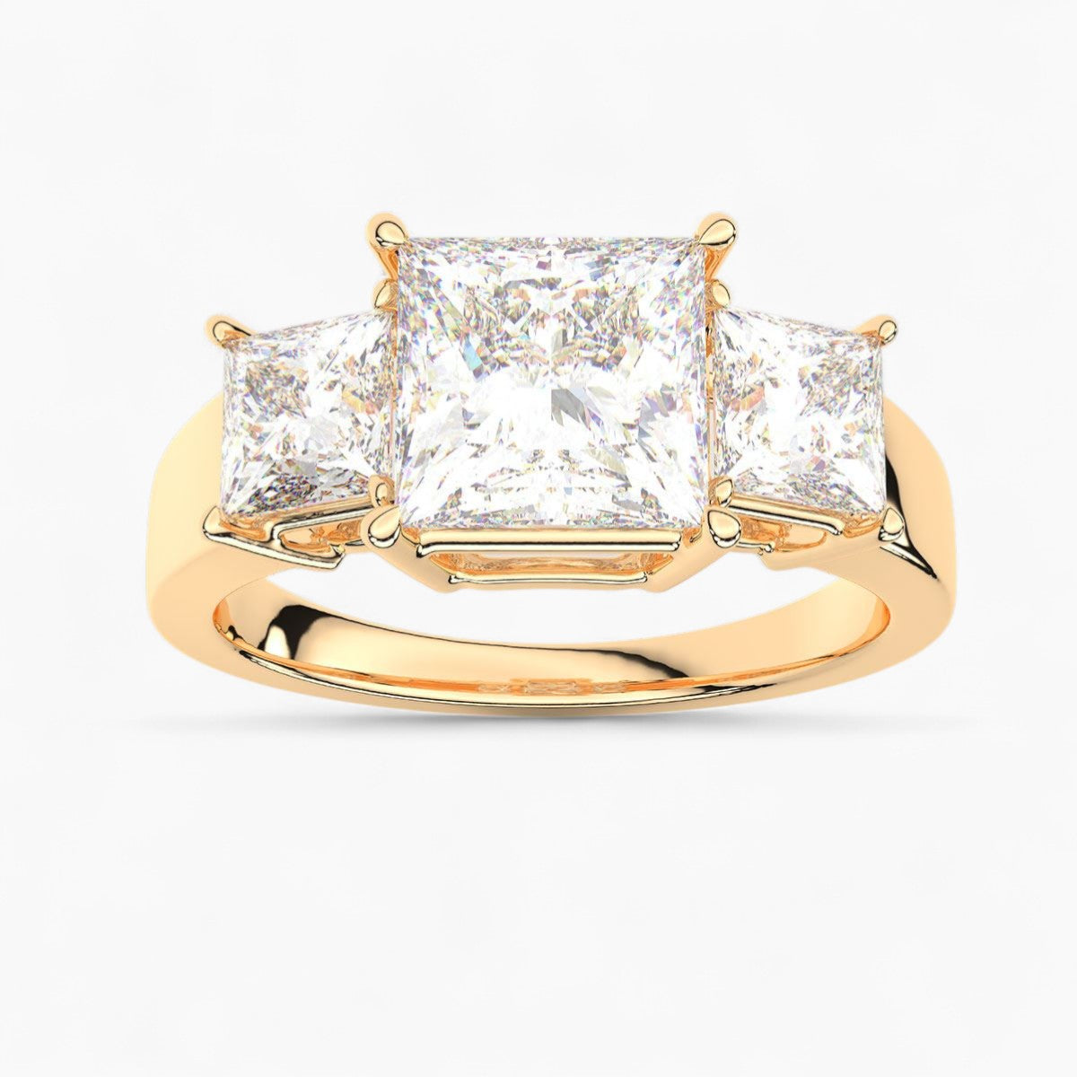Princess Cut Three Stone Diamond Engagement Ring