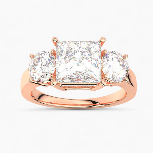 Round Cut Three Stone Diamond Engagement Ring