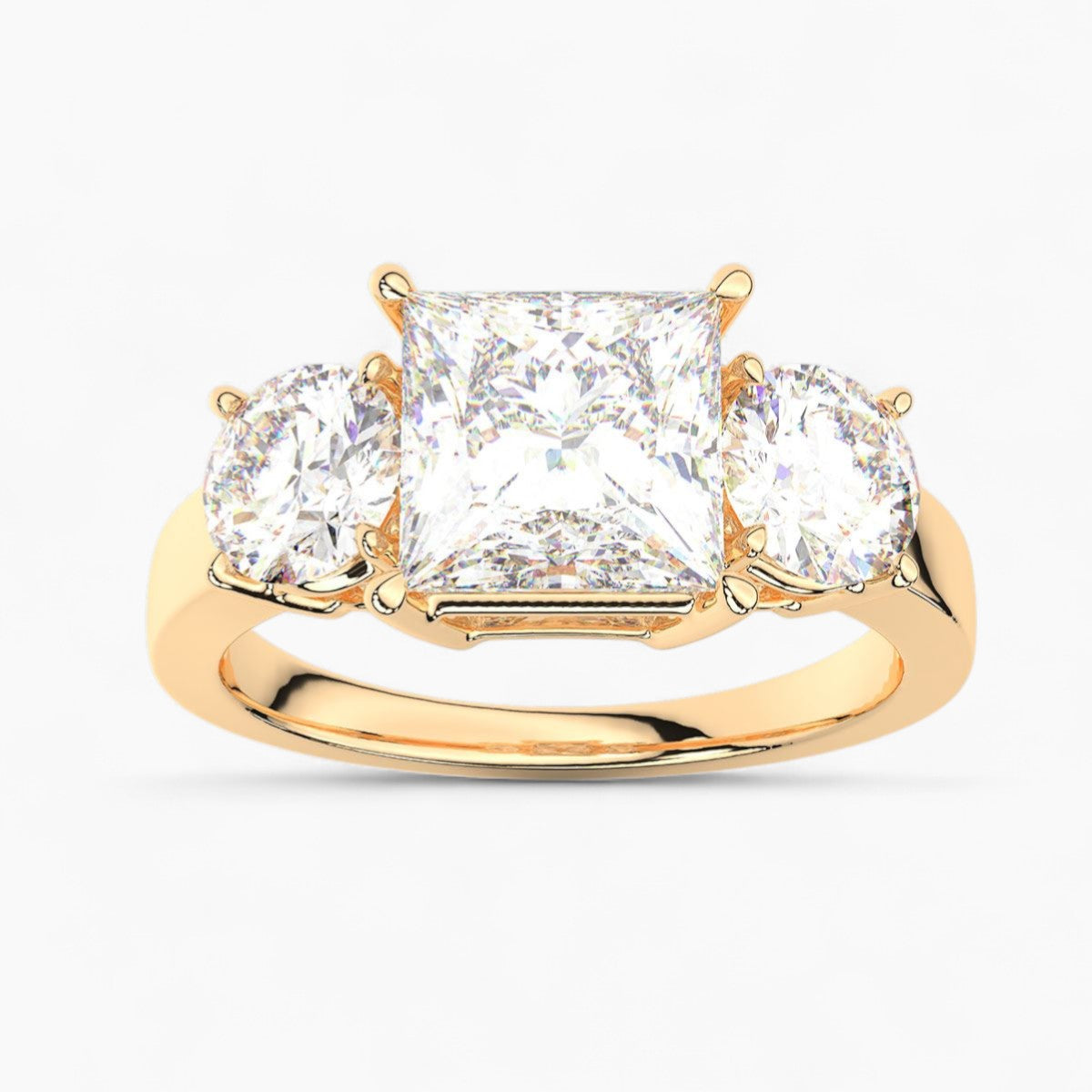 Round Cut Three Stone Diamond Engagement Ring