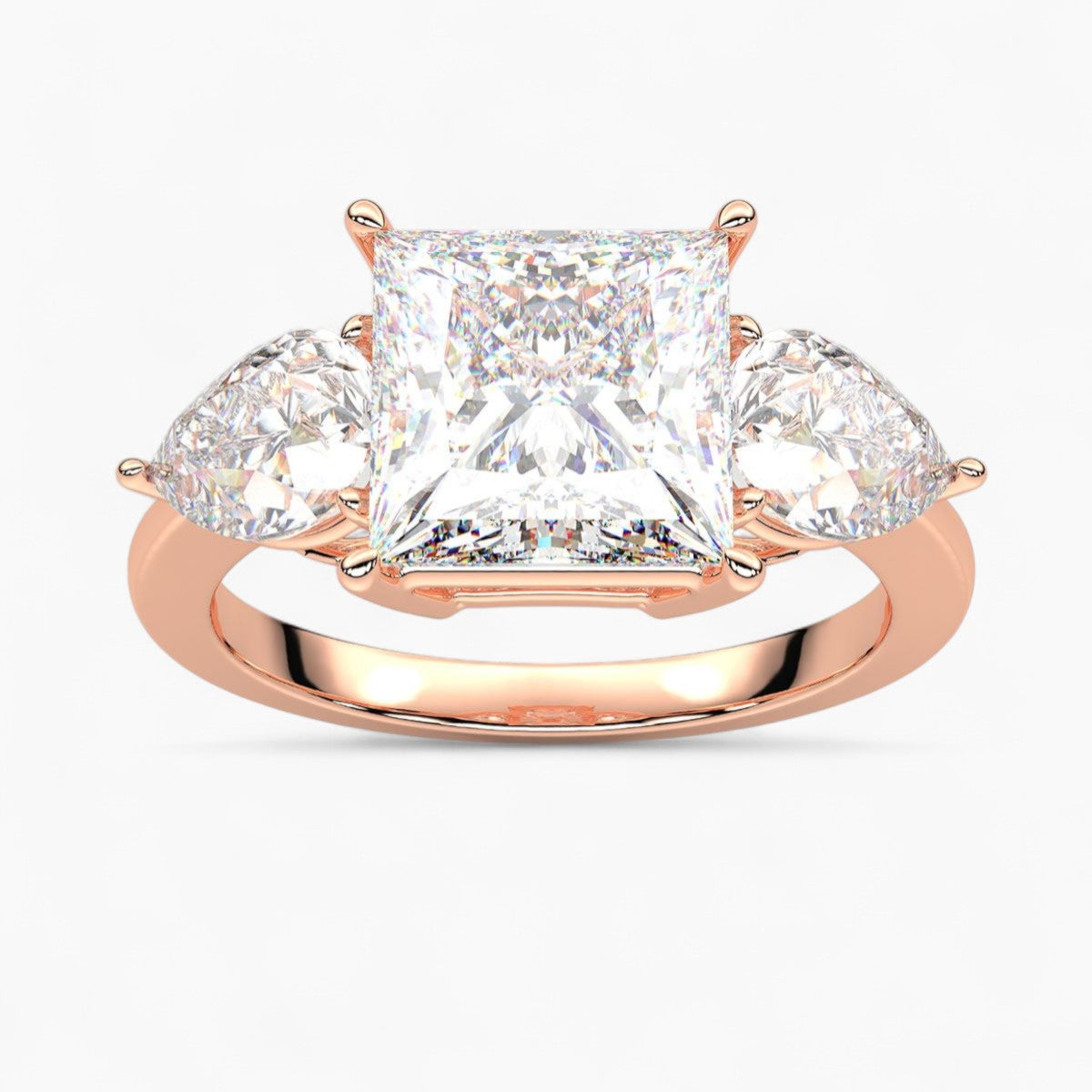 Pear Cut Three Stone Diamond Engagement Ring