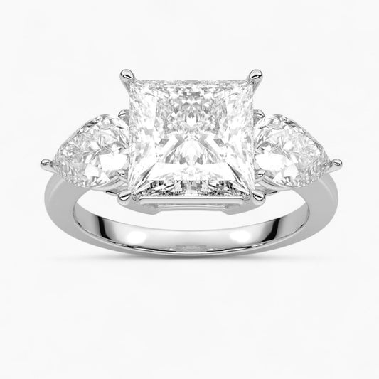 Pear Cut Three Stone Diamond Engagement Ring