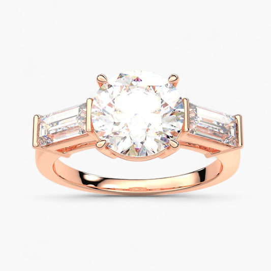 Straight Baguette Cut Three Stone Diamond Engagement Ring