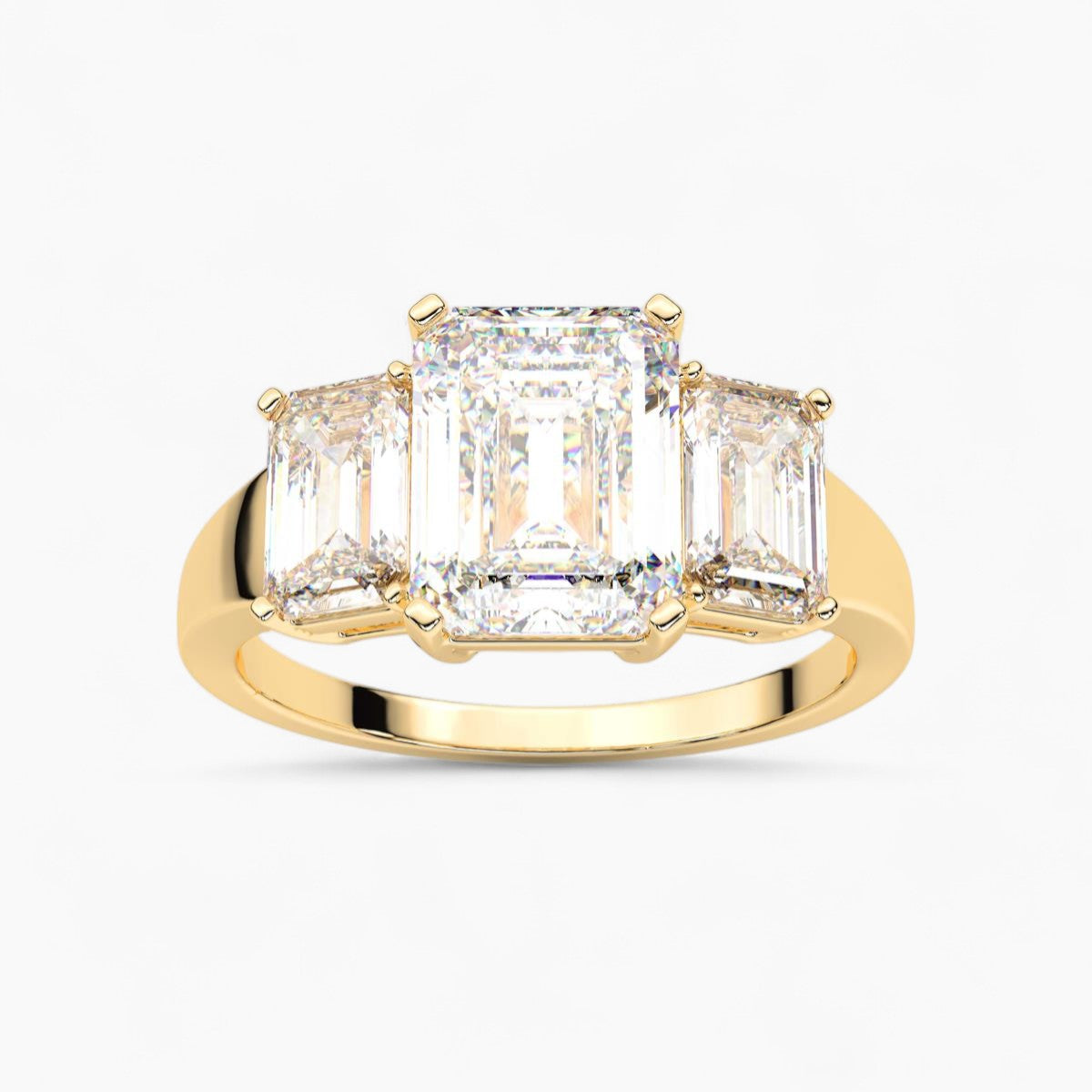 Emerald Cut Three Stone Diamond Engagement Ring