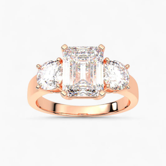Prince Cut Three Stone Diamond Engagement Ring