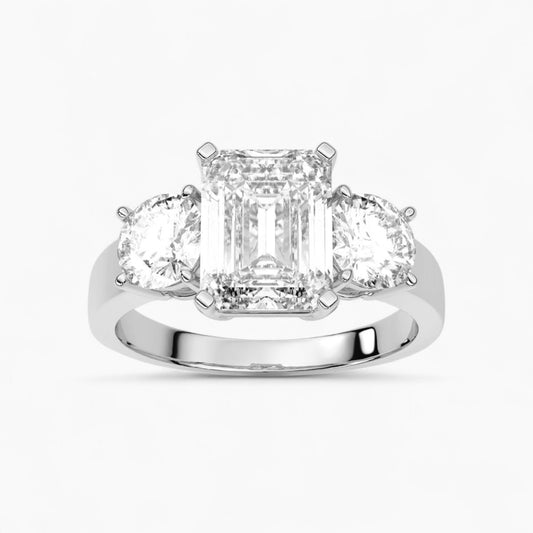 Prince Cut Three Stone Diamond Engagement Ring