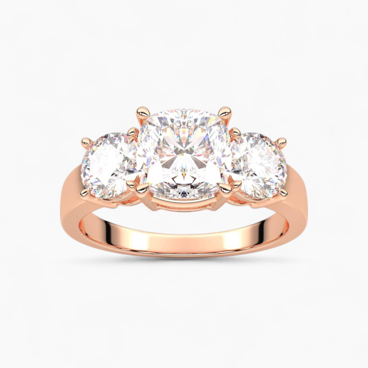 Round Cut Three Stone Diamond Engagement Ring