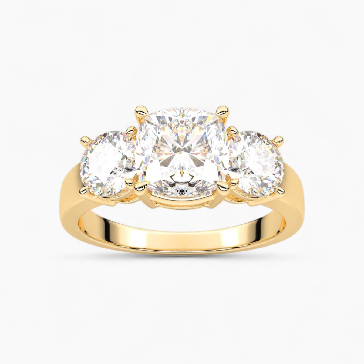 Round Cut Three Stone Diamond Engagement Ring