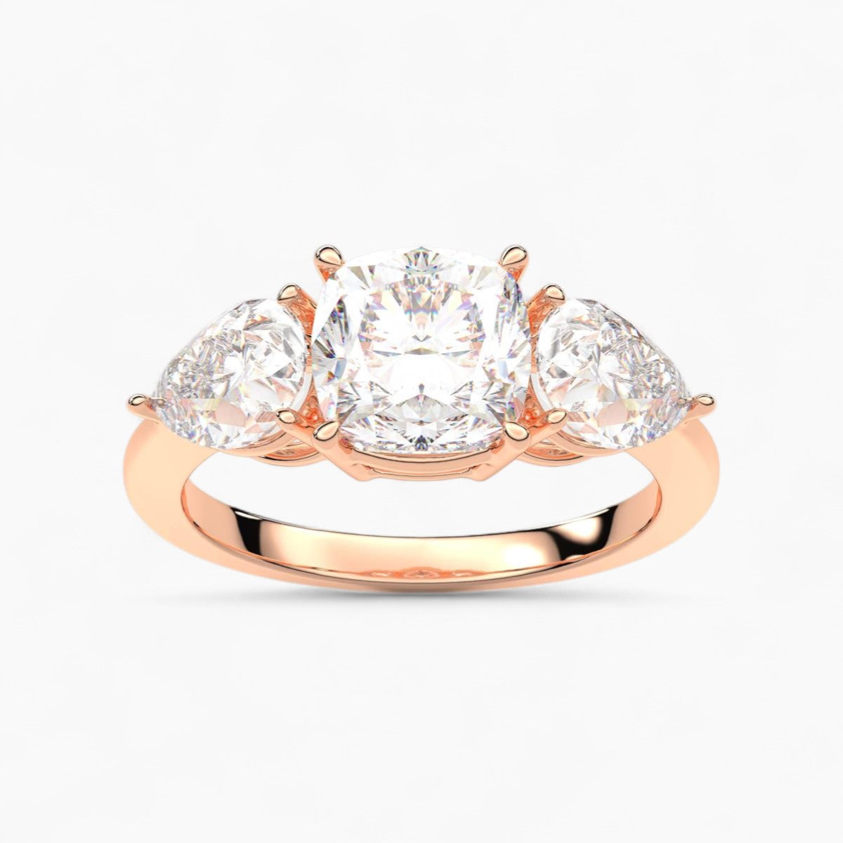 Pear Cut Three Stone Diamond Engagement Ring