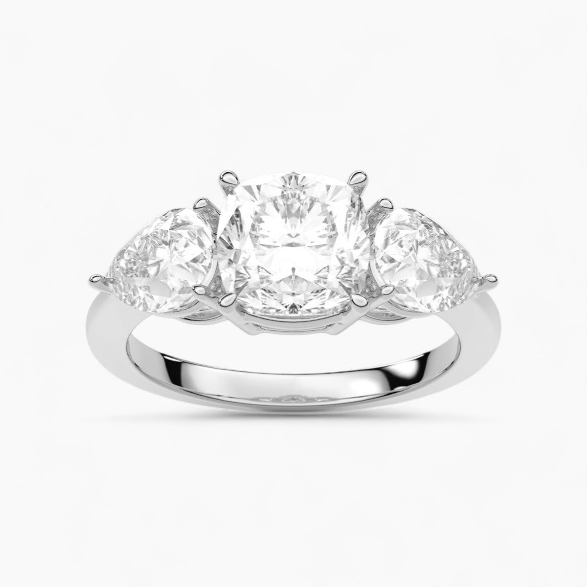 Pear Cut Three Stone Diamond Engagement Ring