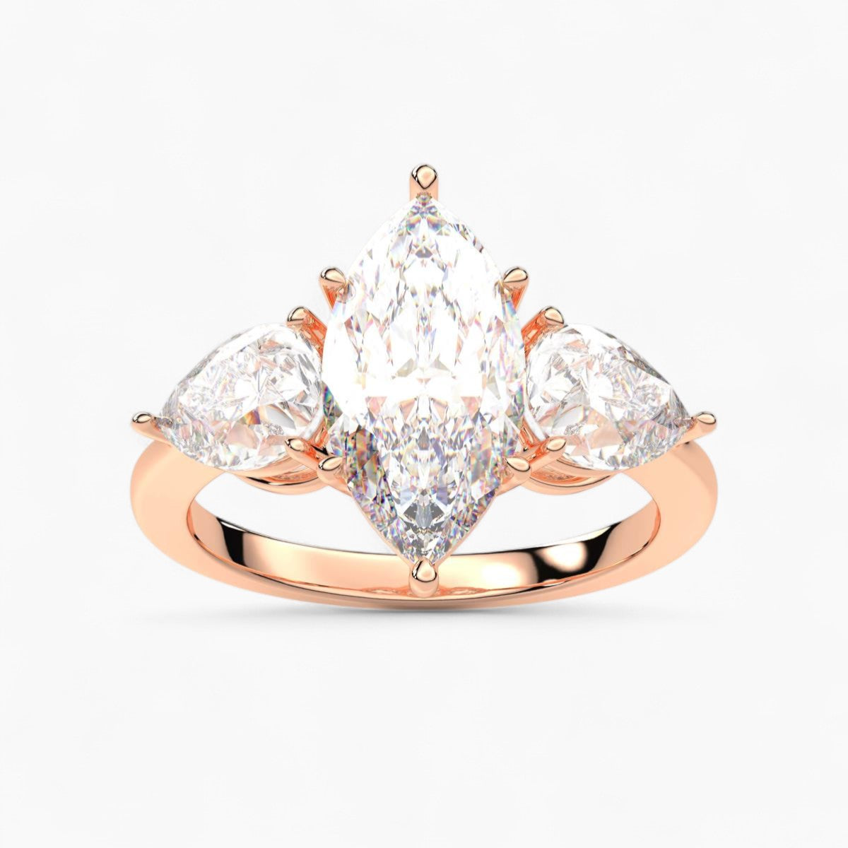 Pear Cut Three Stone Diamond Engagement Ring