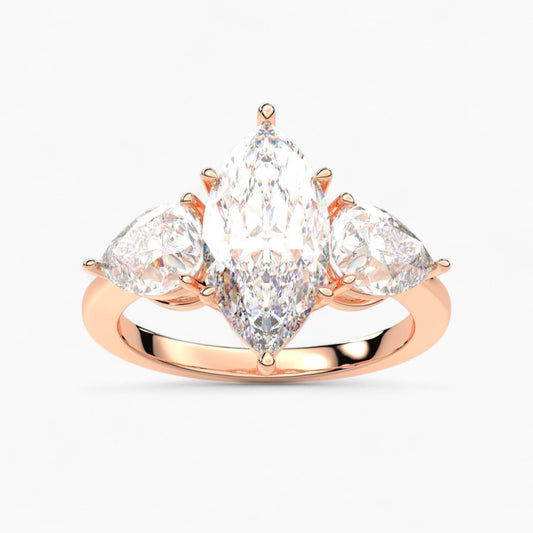 Pear Cut Three Stone Diamond Engagement Ring